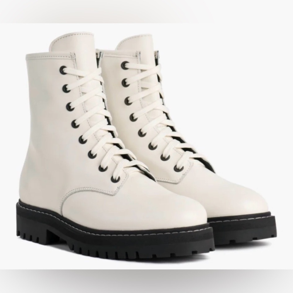 Thursday Boot Company White Lace-Up Combat Boots